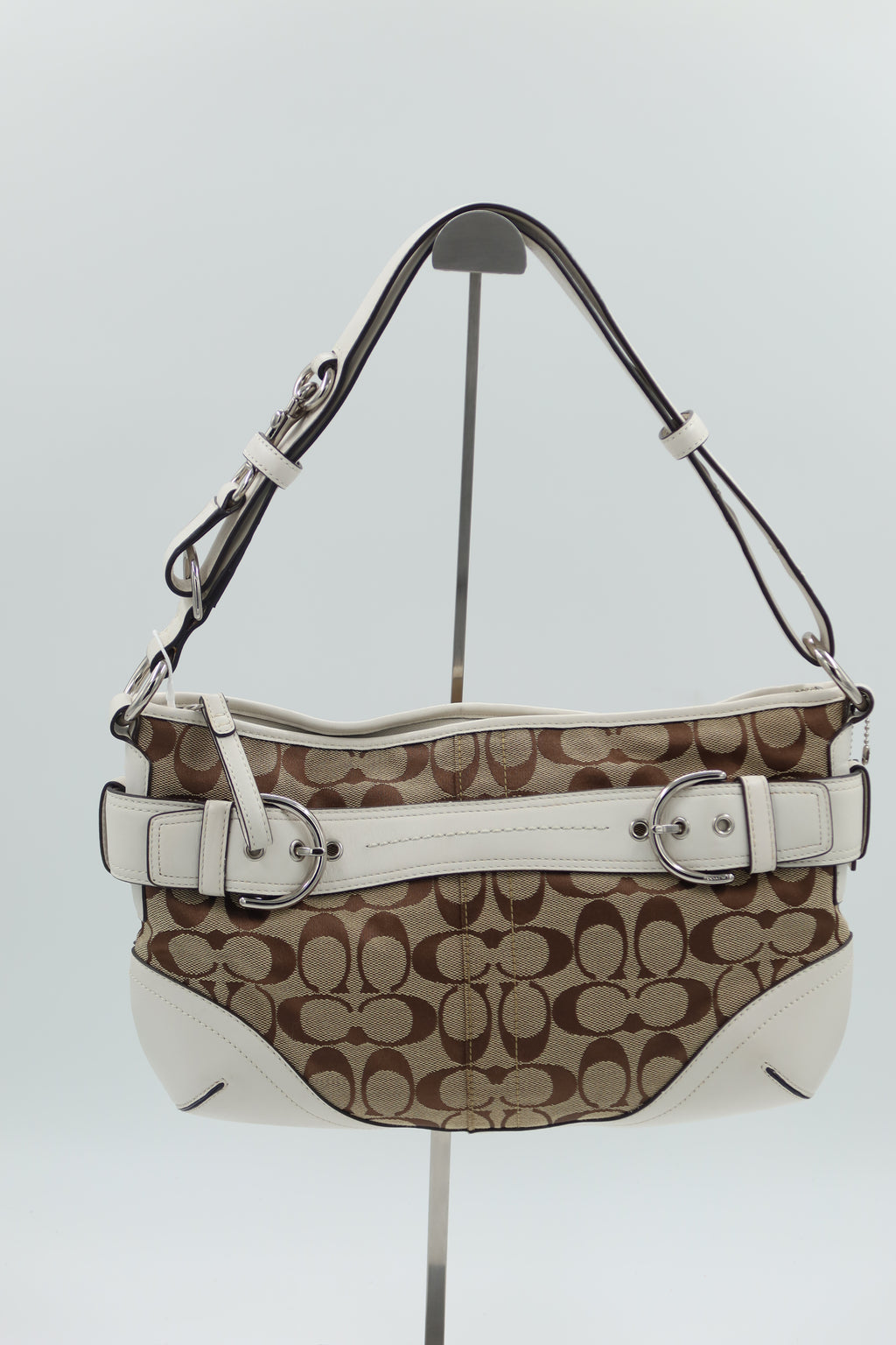 Coach Buckle Shoulder Bag - white