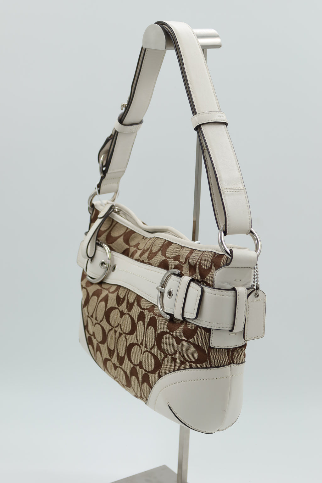 Coach Buckle Shoulder Bag - white