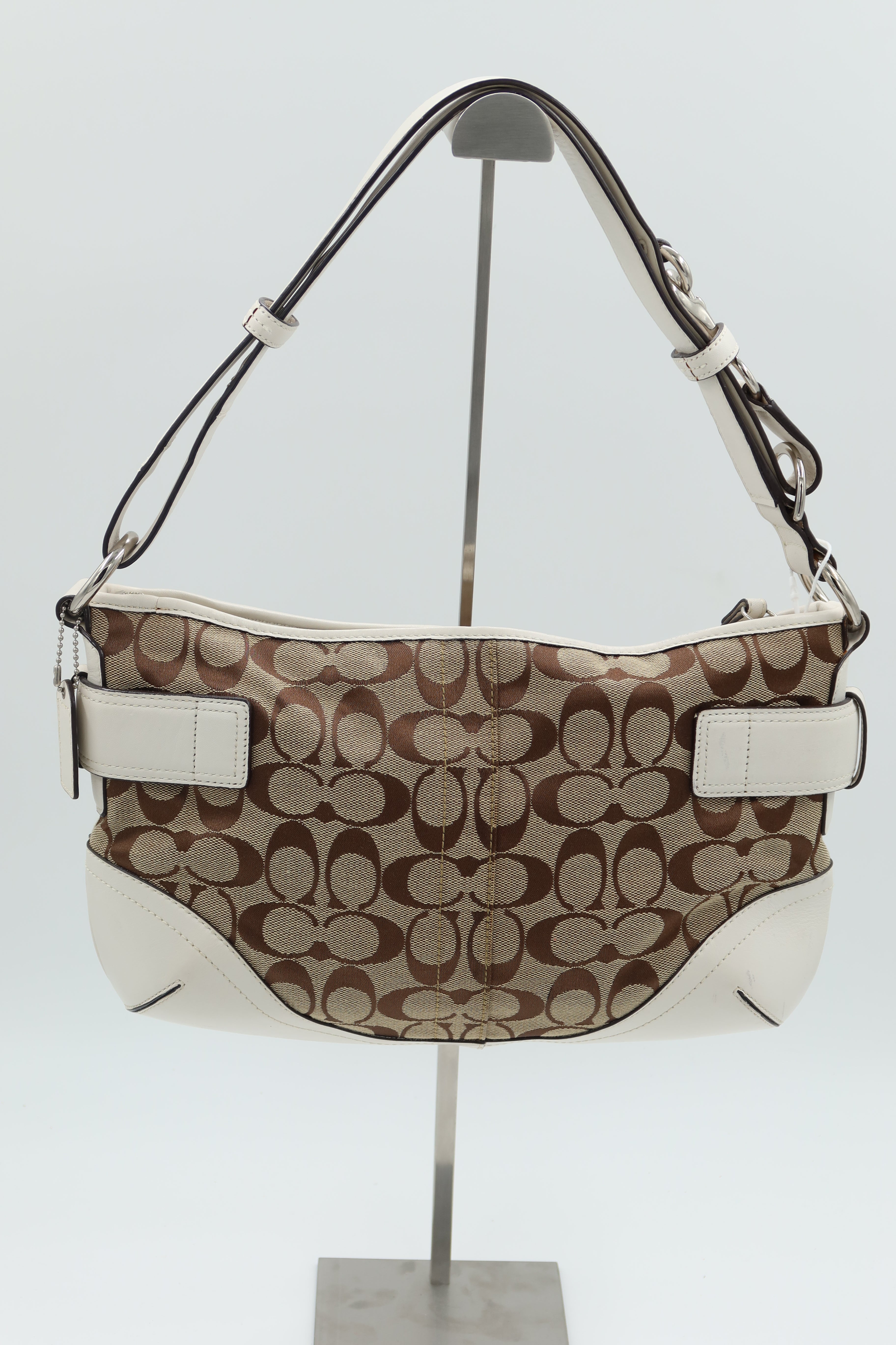 Coach Buckle Shoulder Bag - white