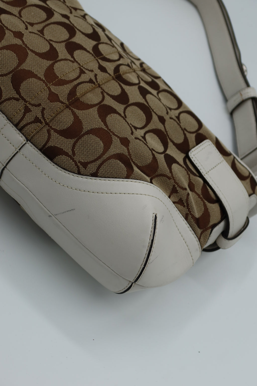 Coach Buckle Shoulder Bag - white