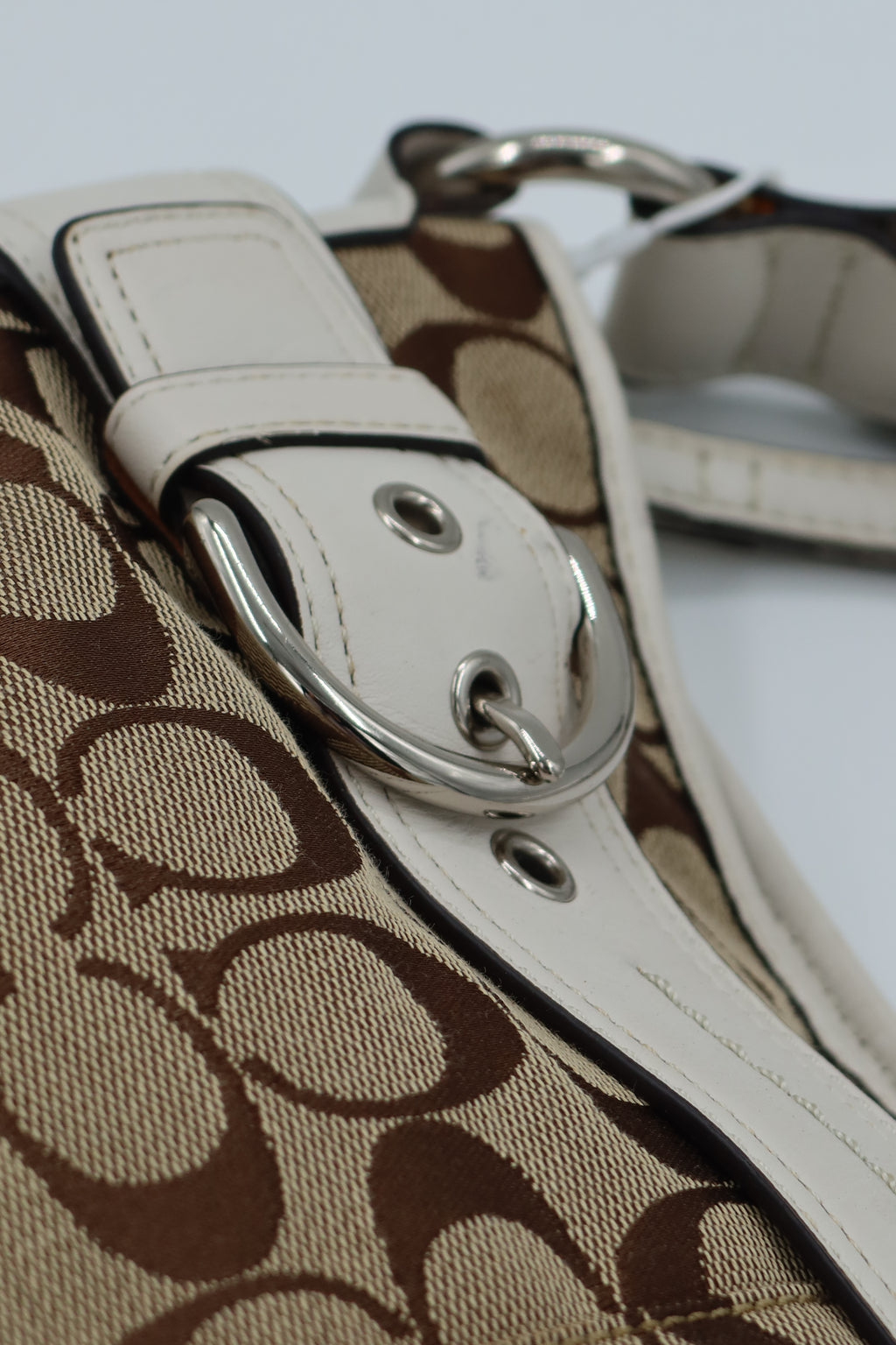 Coach Buckle Shoulder Bag - white