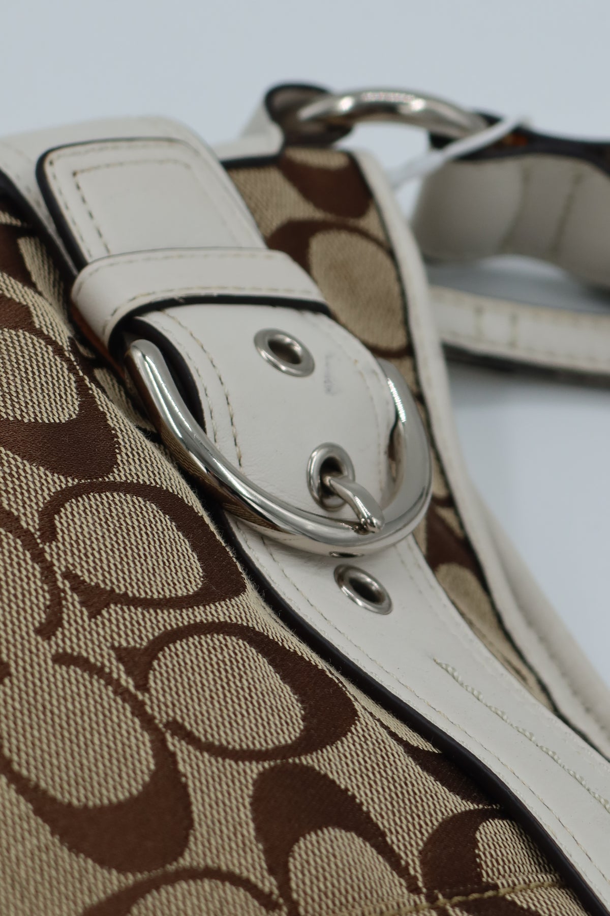 Coach Buckle Shoulder Bag - white