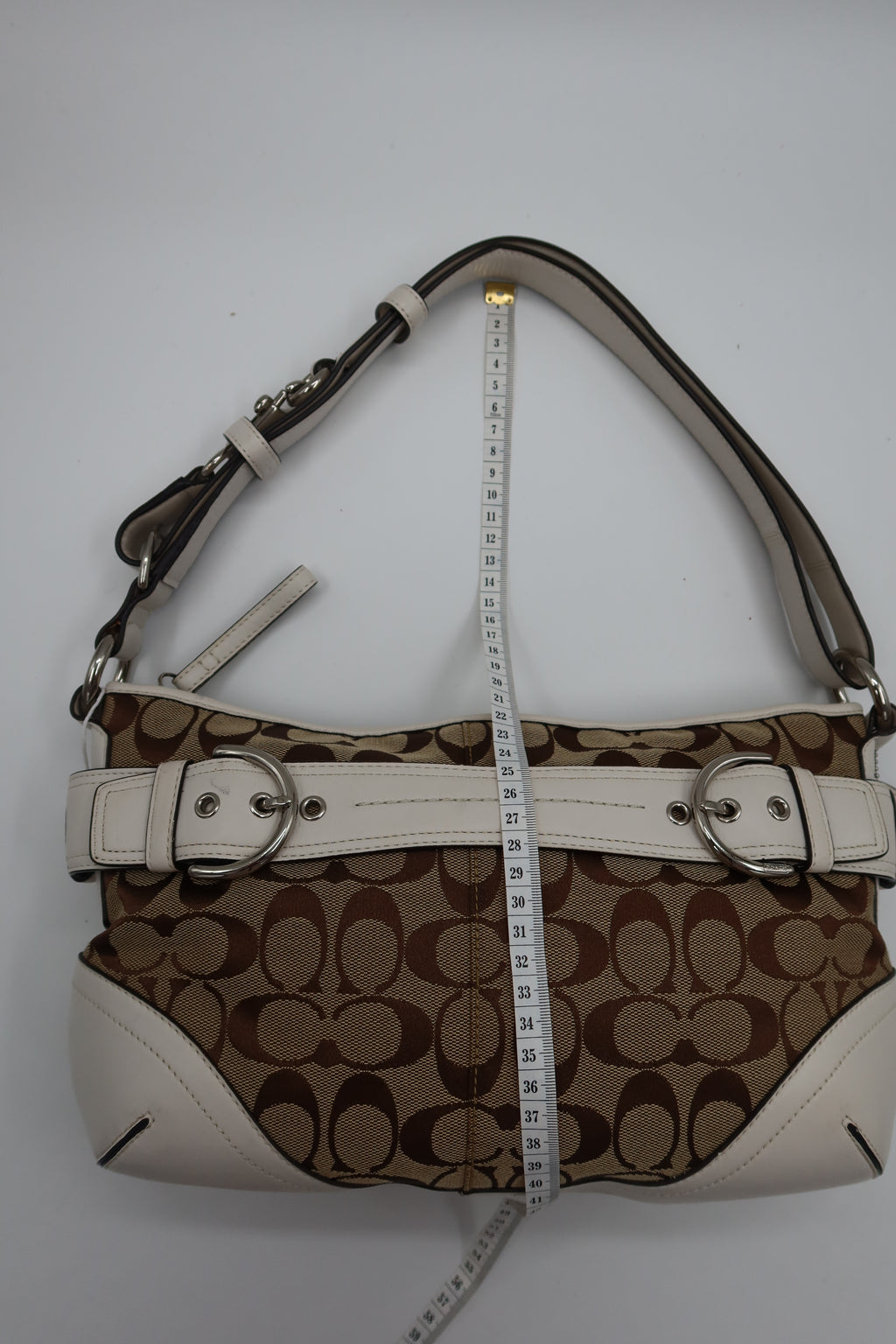 Coach Buckle Shoulder Bag - white