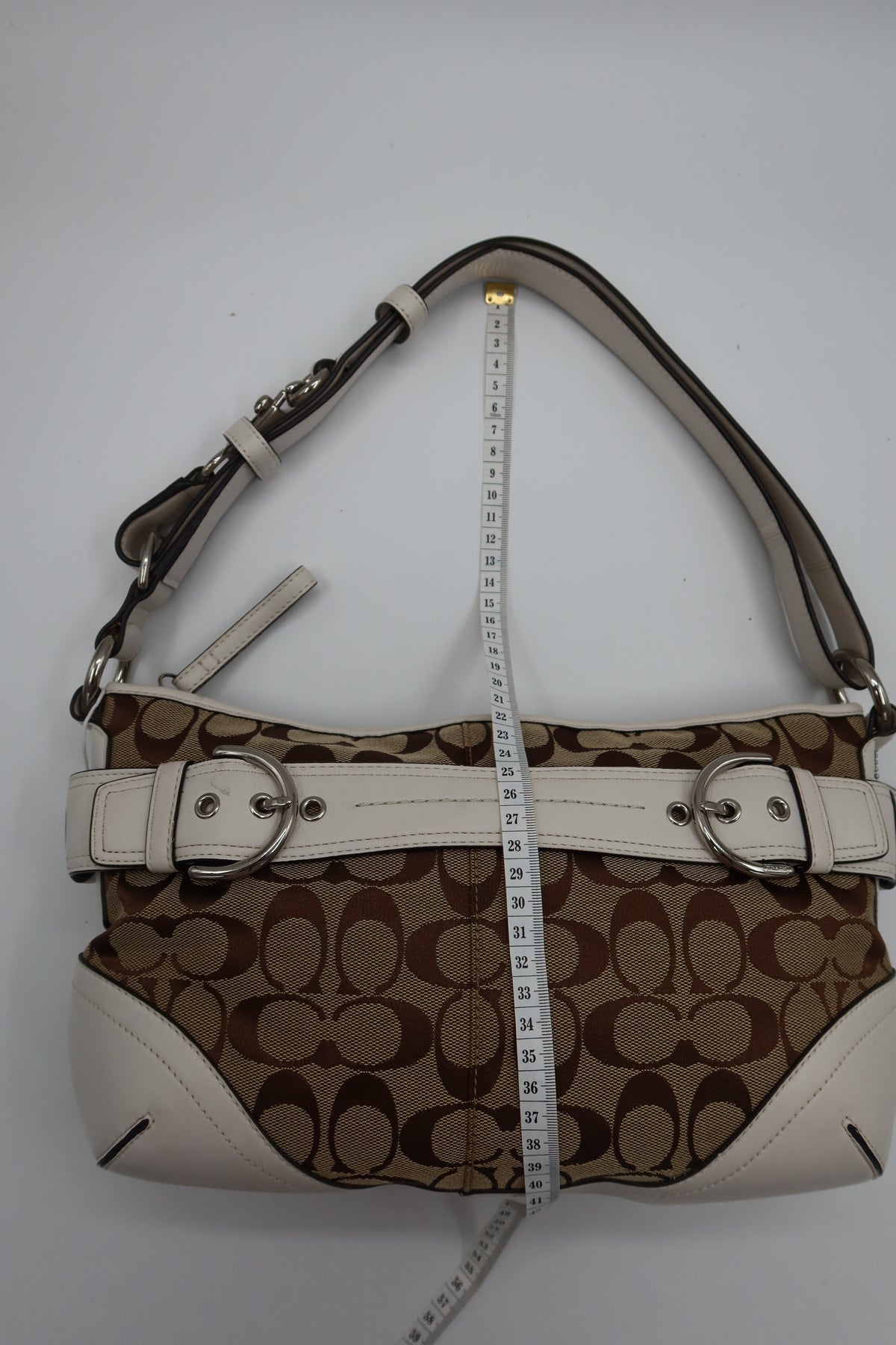 Coach Buckle Shoulder Bag - white