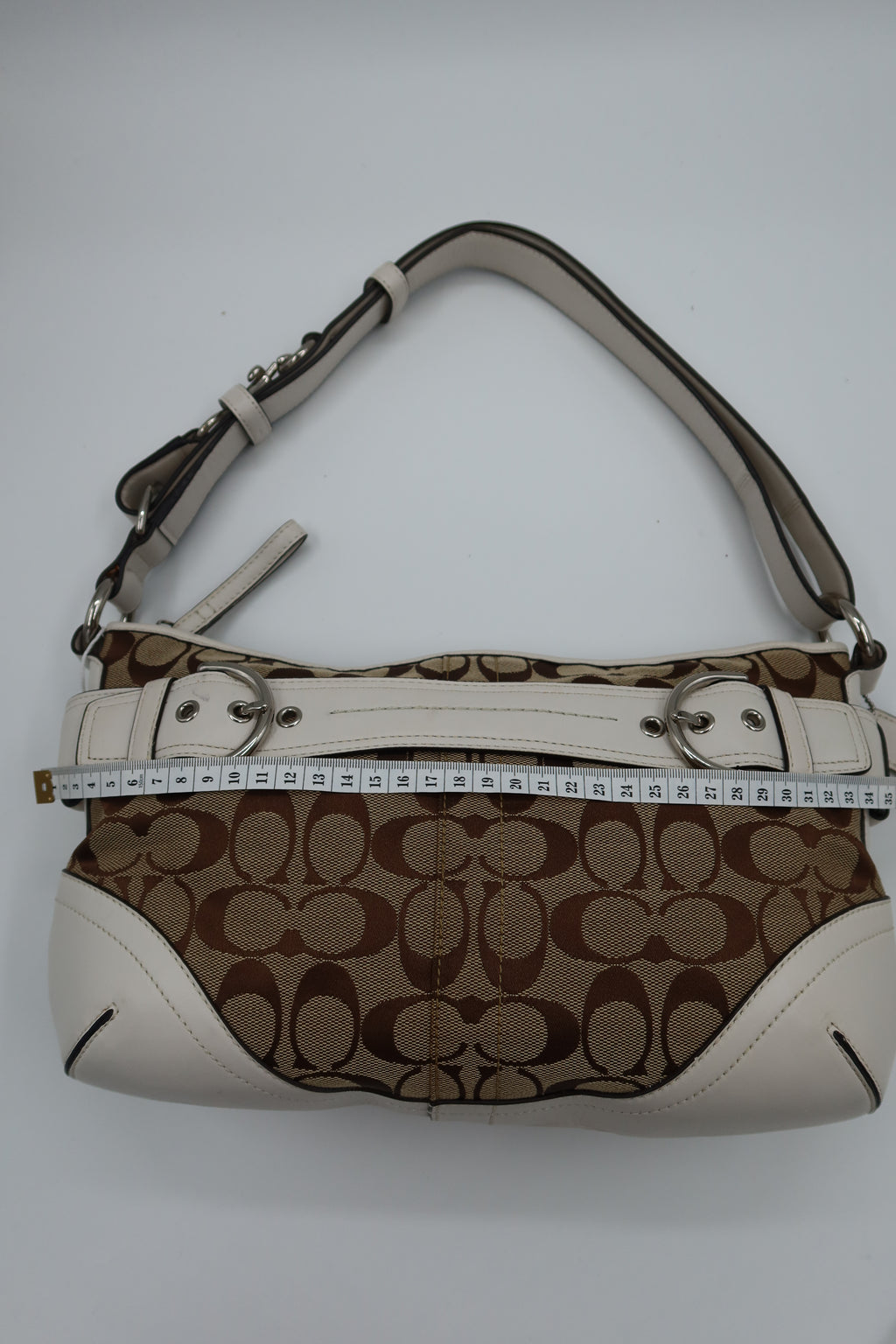 Coach Buckle Shoulder Bag - white